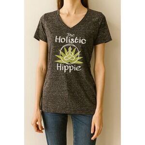 The Holistic Hippie V Neck T Shirt Womens‎ Med Gray Graphic Tee
